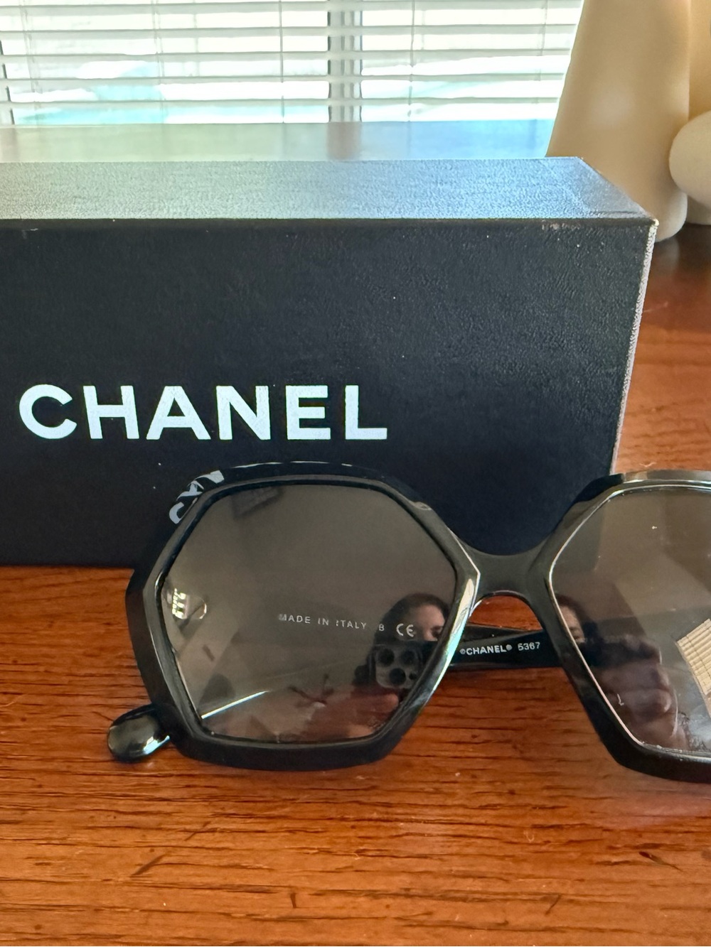Chanel Sunglasses Black Hexagon Angular Grey Gradient 5367 57mm - Picture 2 of 7